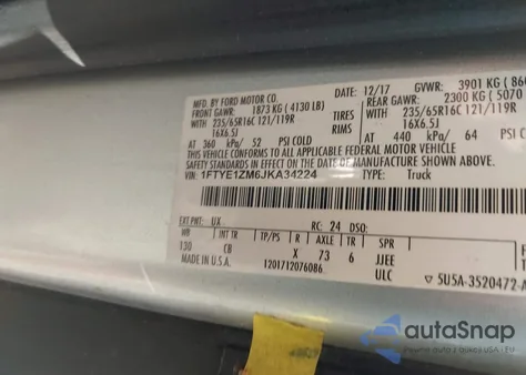 2018 Ford Transit-150 from USA, damaged, VIN 1FTYE1ZM6JKA34224